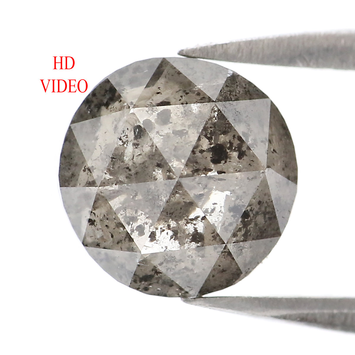 1.83 Ct Natural Loose Round Rose Cut Diamond Black Grey Color Rose Cut Diamond 7.75 MM Natural Loose Salt And Pepper Rose Cut Diamond QL2188