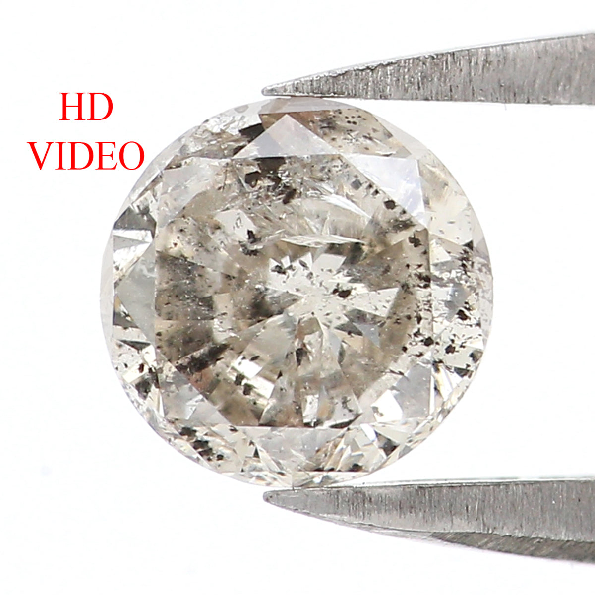 Natural Loose Round Salt And Pepper Diamond Black Grey Color 0.84 CT 5.90 MM Round Brilliant Cut Diamond L8750