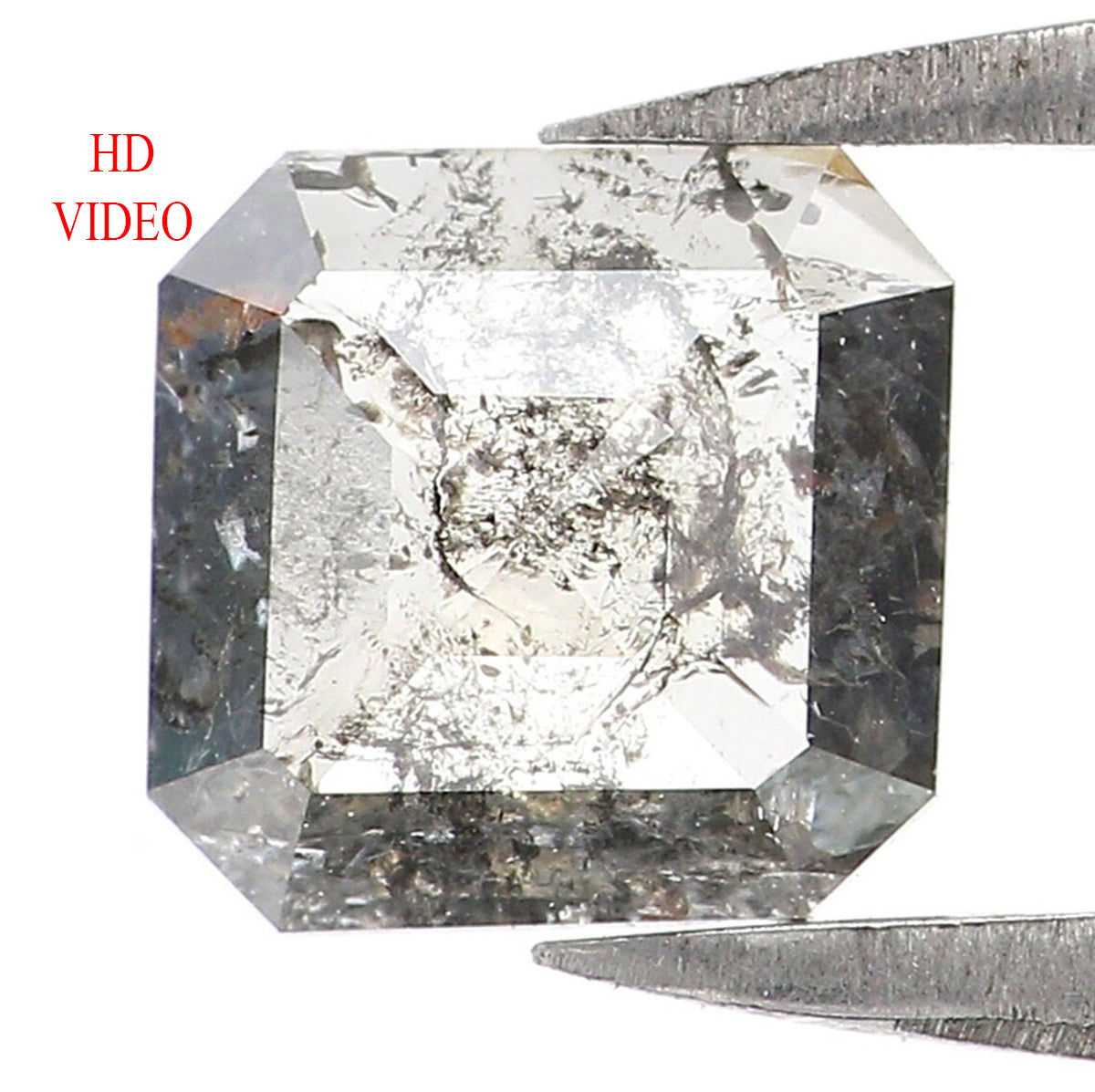 Natural Loose Cushion Salt And Pepper Diamond Black Grey Color 0.60 CT 6.00 MM Cushion Shape Rose Cut Diamond L7457