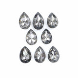 Natural Loose Pear Salt And Pepper Diamond Black Grey Color 0.93 CT 3.50 MM Pear Shape Rose Cut Diamond L1295