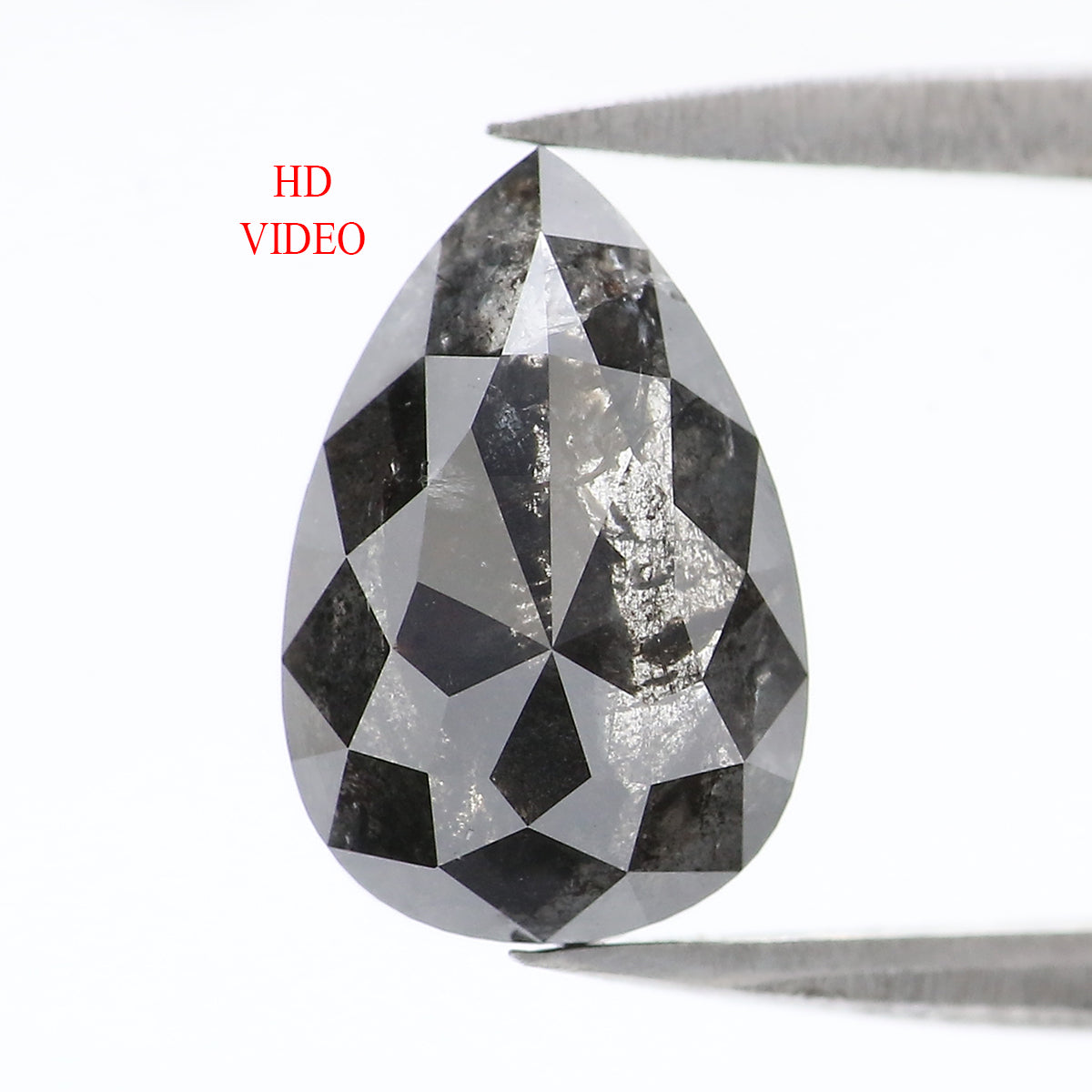 2.42 CT Natural Loose Pear Shape Diamond Salt And Pepper Pear Rose Cut Diamond 10.40 MM Black Grey Color Pear Shape Rose Cut Diamond QL2131