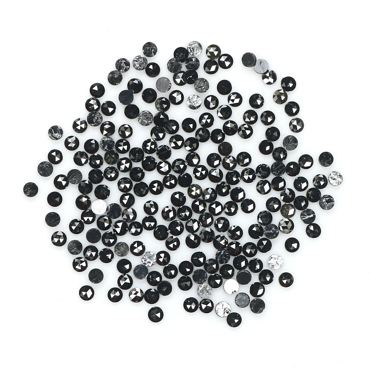 3.01 CT Natural Loose Round Rose Cut Diamond Black Color Round Shape Diamond 1.60 MM Natural Loose Black Color Round Rose Cut Diamond LQ1886