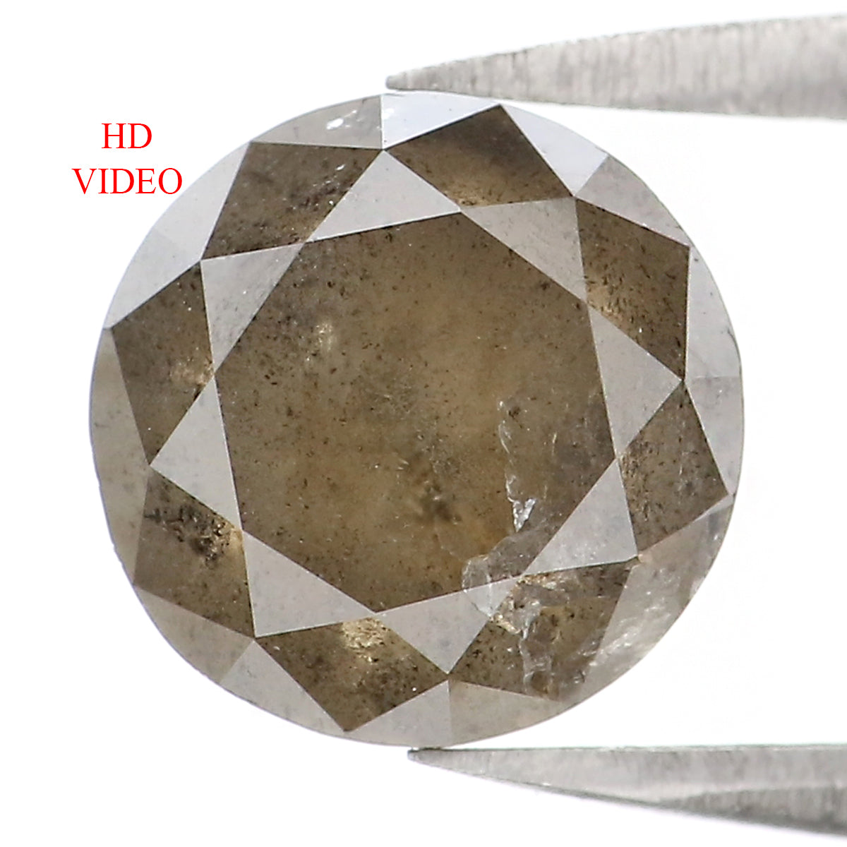 Natural Loose Round Brown Grey Color Diamond 2.52 CT 7.80 MM Round Brilliant Cut Diamond L7218