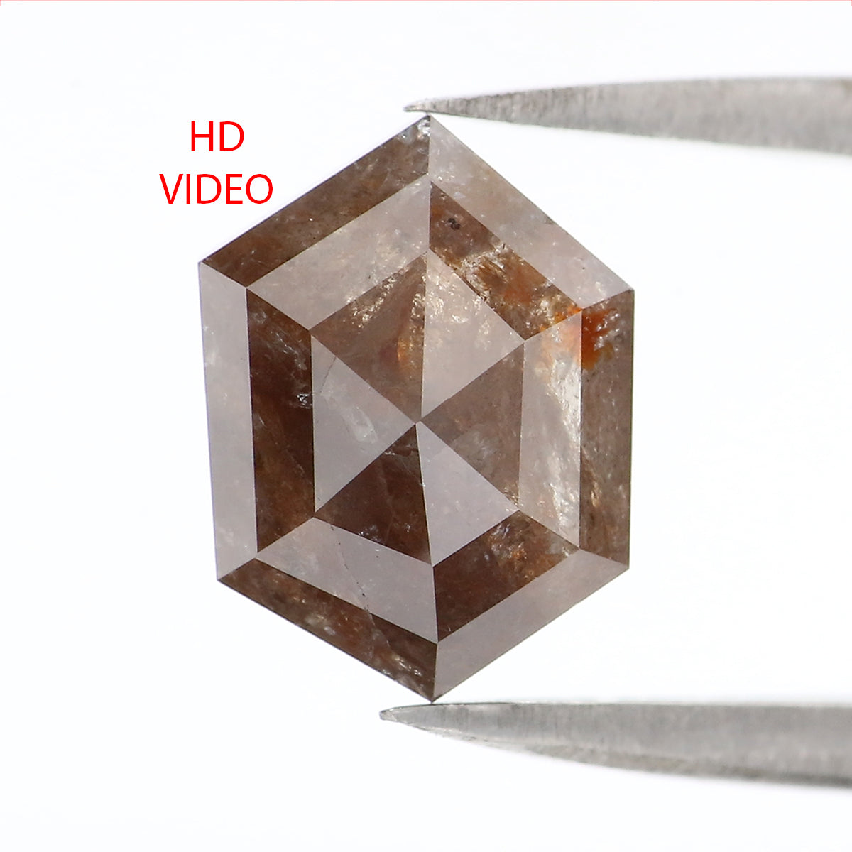 2.69 CT Natural Loose Hexagon Shape Diamond Brown Color Hexagon Cut Diamond 10.20 MM Natural Black Color Hexagon Rose Cut Diamond LQ6623