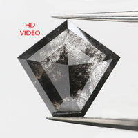 0.97 CT Natural Loose Diamond Pentagon Black Grey Salt And Pepper Color 6.85 MM KDL9320