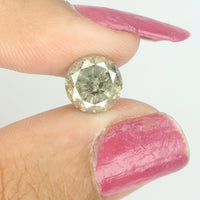 2.43 Ct Natural Loose Diamond Round Yellow Green Salt And Pepper Color I3 Clarity 8.20 MM KDL8553
