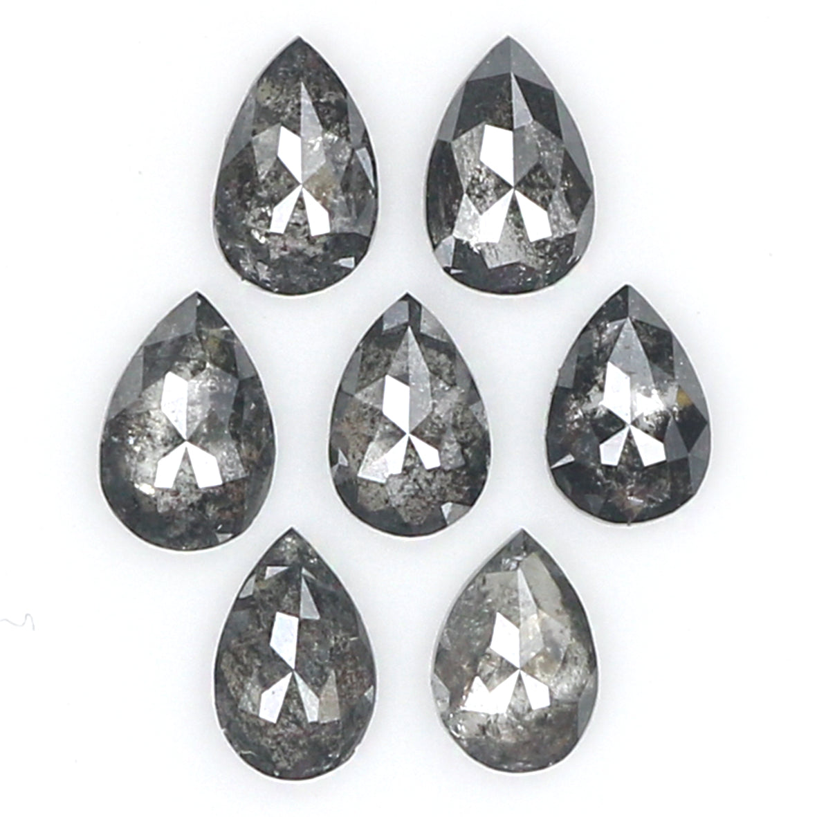 Natural Loose Pear Salt And Pepper Diamond Black Grey Color 1.18 CT 4.30 MM Pear Shape Rose Cut Diamond L1839