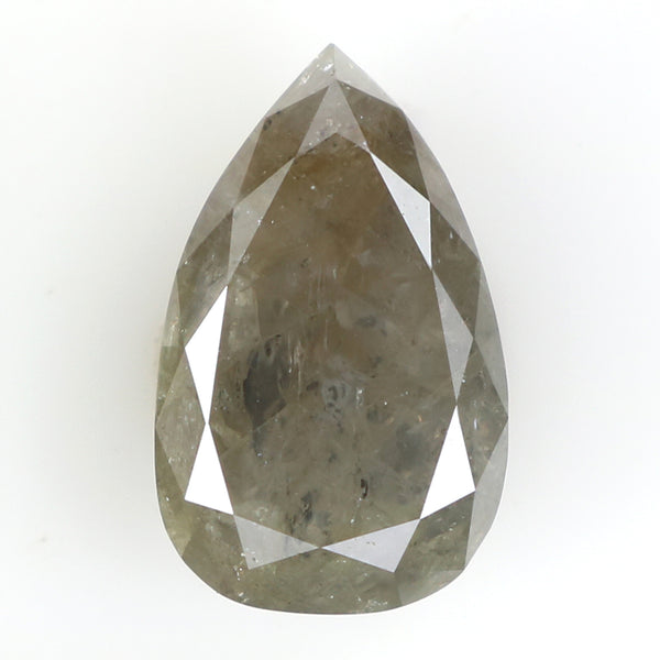 Natural Loose Pear Salt And Pepper Diamond Gray Color 2.25 CT 10.00 MM Pear Shape Rose Cut Diamond KDL1669