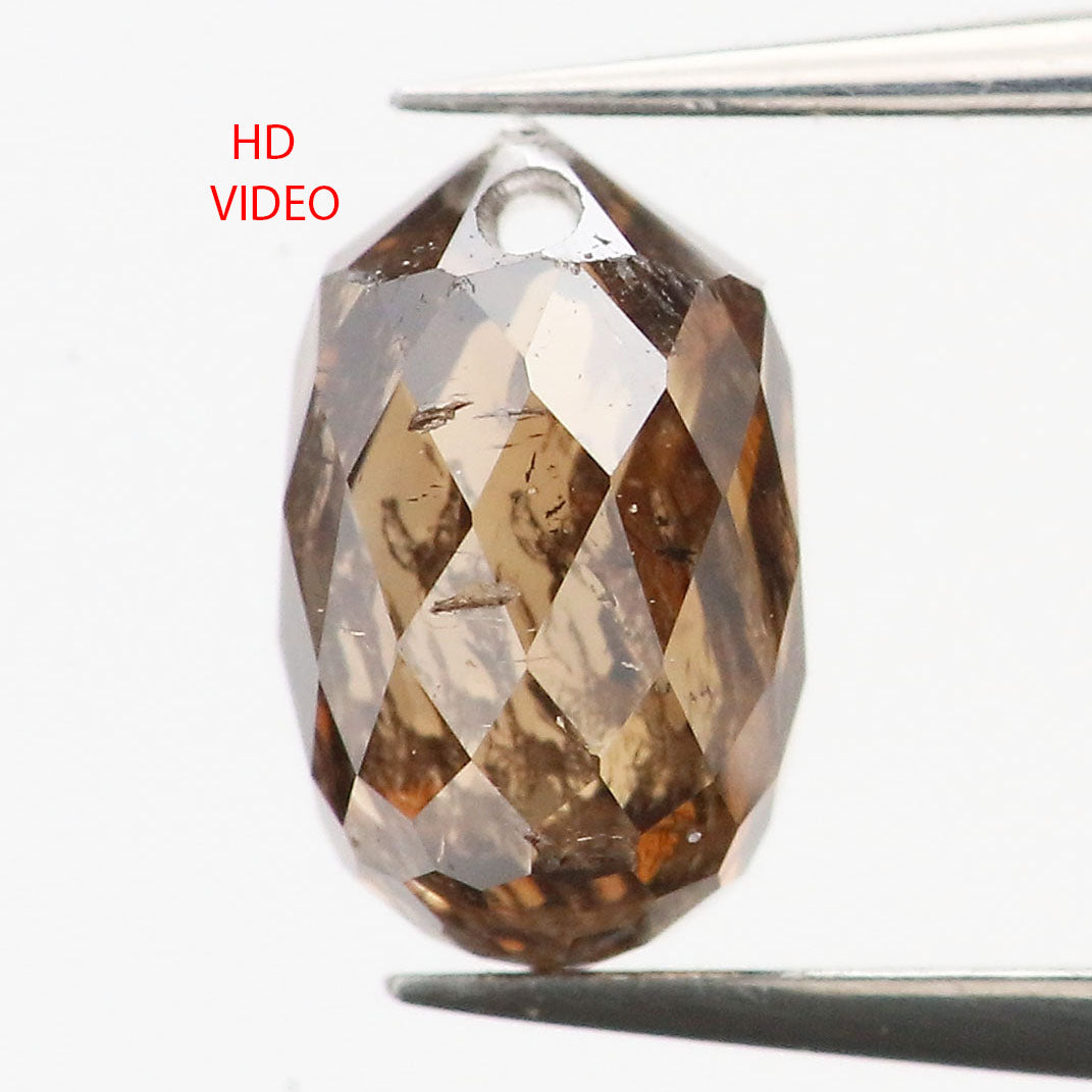 0.47 Ct Natural Loose Briolette Shape Diamond Brown Color Drop Diamond 5.10 MM Natural Loose Brown Color Briolette Rose Cut Diamond LQ9252