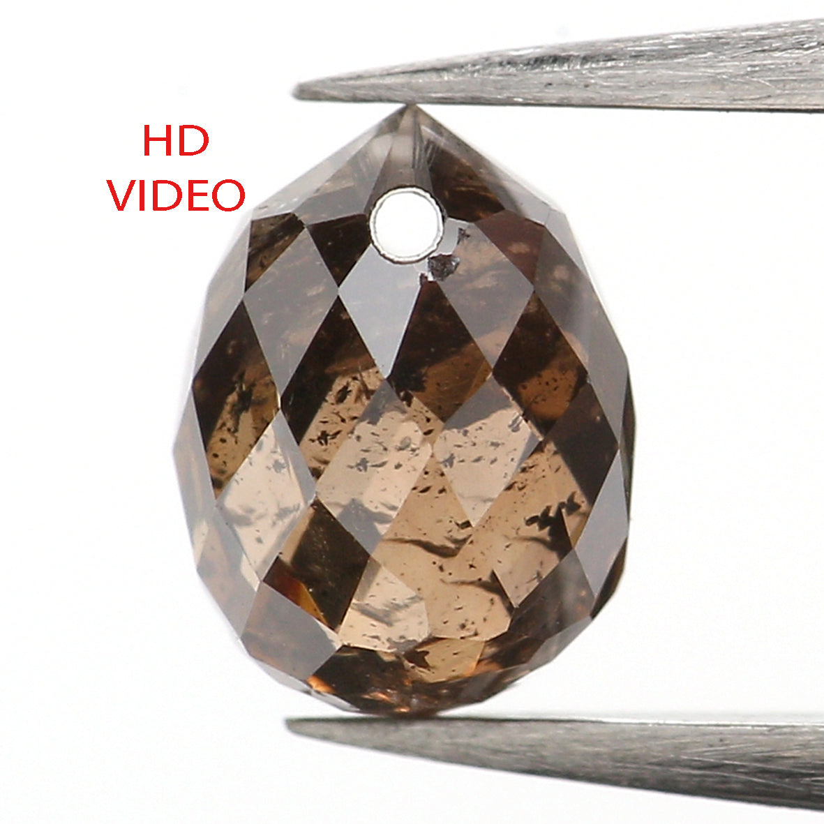 0.70 Ct Natural Loose Briolette Shape Diamond Brown Color Drop Diamond 5.25 MM Natural Loose Brown Color Briolette Rose Cut Diamond LQ9823