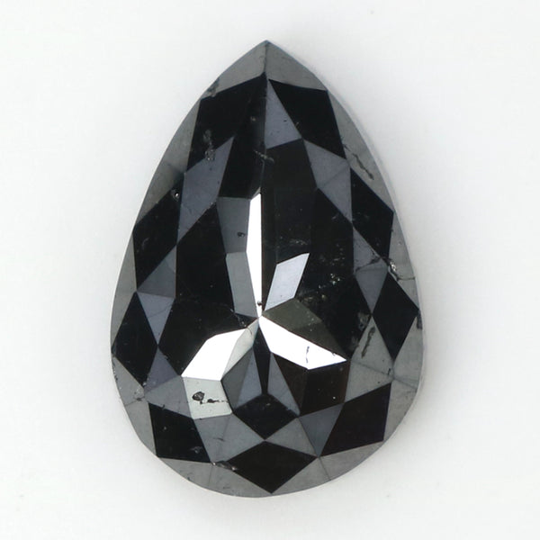 Natural Loose Pear Diamond Black Color 2.10 CT 9.40 MM Pear Shape Rose Cut Diamond L1677