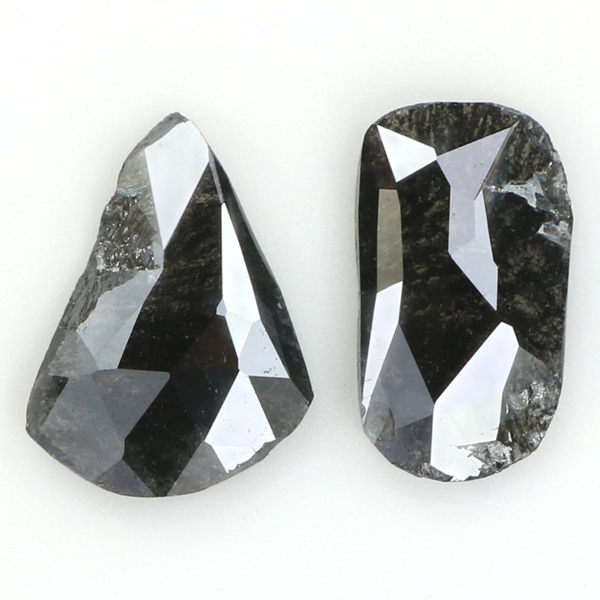 Natural Loose Slice Salt And Pepper Diamond Black Grey Color 1.15 CT 7.65 MM Slice Shape Rose Cut Diamond L1437