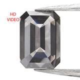 0.59 Ct Natural Loose Diamond, Emerald Cut Diamonds, Grey Black Diamond, Rose Cut Diamond, Rustic Diamond, Polished Diamond KDL9757