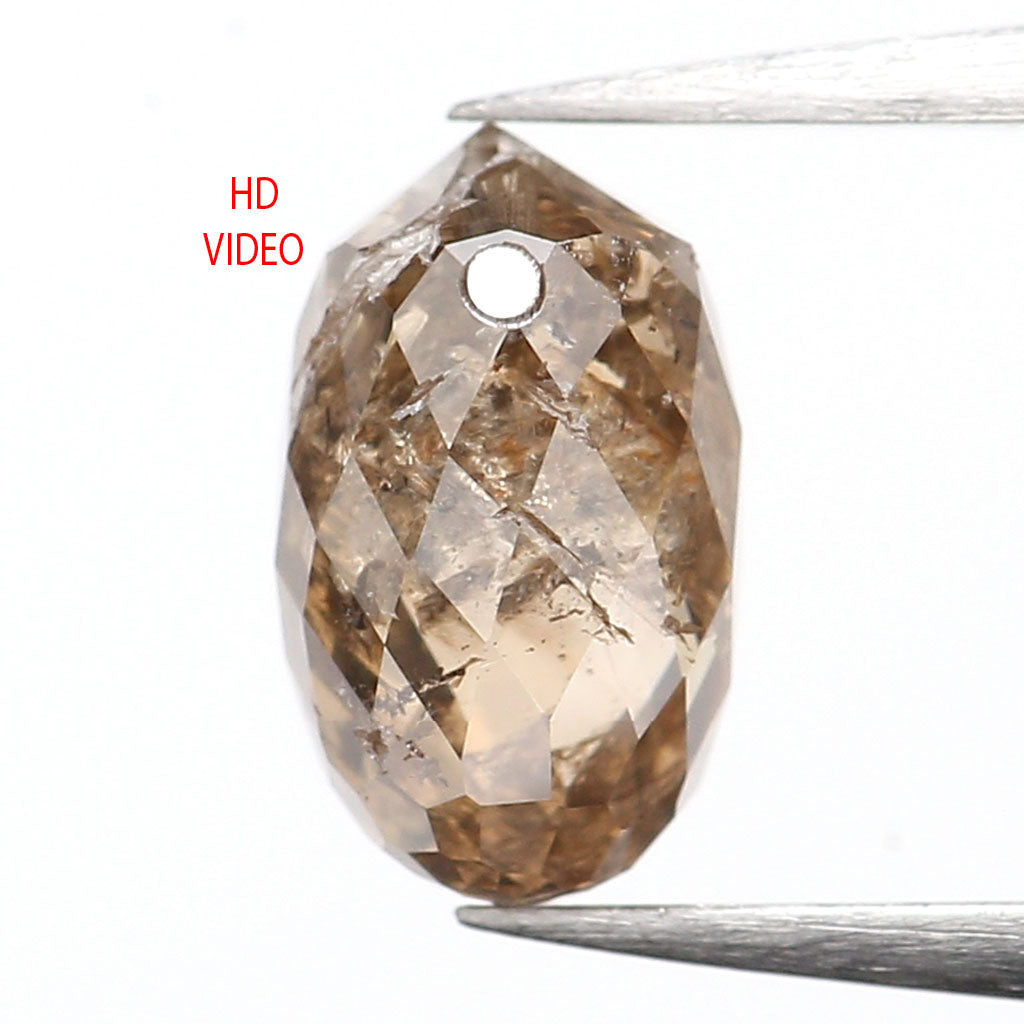 0.77 Ct Natural Loose Briolette Shape Diamond Brown Color Drop Diamond 6.25 MM Natural Loose Brown Color Briolette Rose Cut Diamond LQ9841