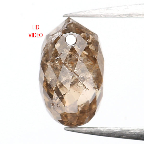 0.77 Ct Natural Loose Diamond, Briolette Diamond, Brown Diamond, Briolette Cut Bead Diamond, Polished Diamond, Faceted Diamond L9841