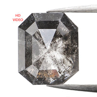 1.70 CT Natural Loose Diamond, Emerald Cut Diamond, Salt And Pepper Diamond, Black Diamond, Grey Diamond, Antique Rose Cut Diamond KDL187
