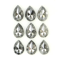 Natural Loose Pear Salt And Pepper Diamond Black Grey Color 1.13 CT 3.60 MM Pear Shape Rose Cut Diamond KDL1284
