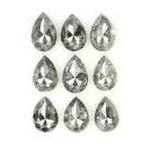 Natural Loose Pear Salt And Pepper Diamond Black Grey Color 1.13 CT 3.60 MM Pear Shape Rose Cut Diamond KDL1284