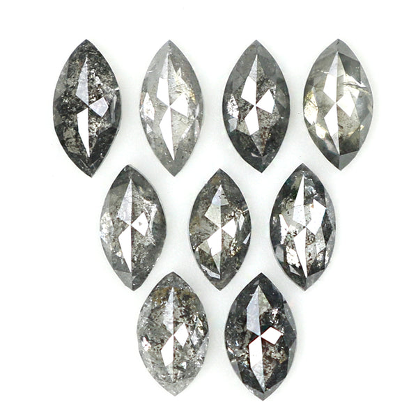 Natural Loose Marquise Salt And Pepper Diamond Black Grey Color 0.96 CT 4.20 MM Marquise Shape Rose Cut Diamond KDL1347