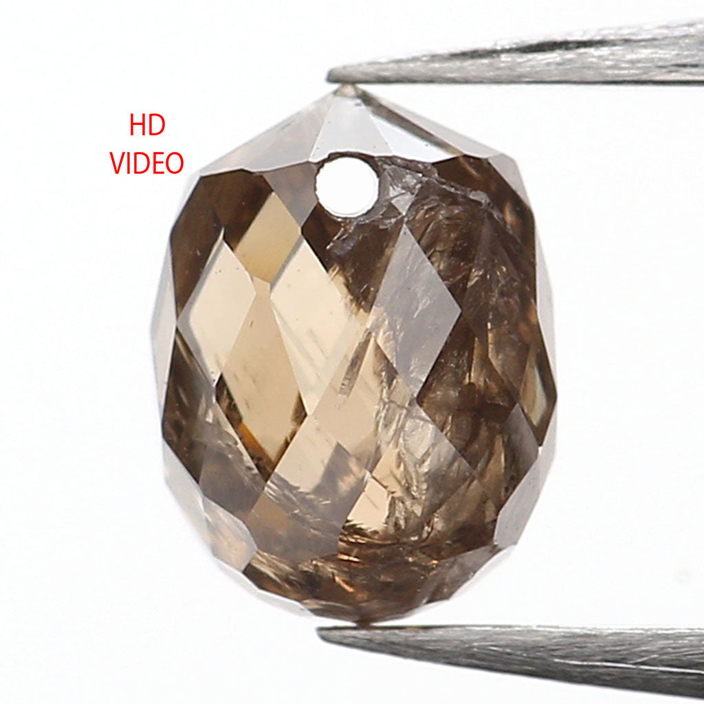 0.78 Ct Natural Loose Briolette Shape Diamond Brown Color Drop Diamond 5.30 MM Natural Loose Brown Color Briolette Rose Cut Diamond LQ9838