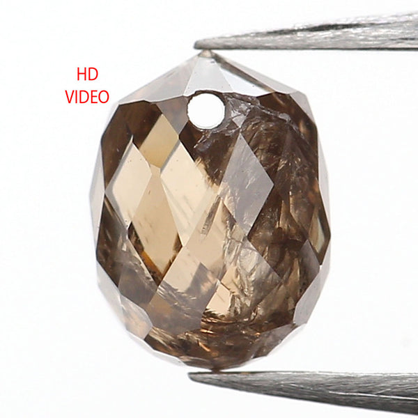 0.78 Ct Natural Loose Diamond, Briolette Diamond, Brown Diamond, Briolette Cut Bead Diamond, Polished Diamond, Faceted Diamond L9838