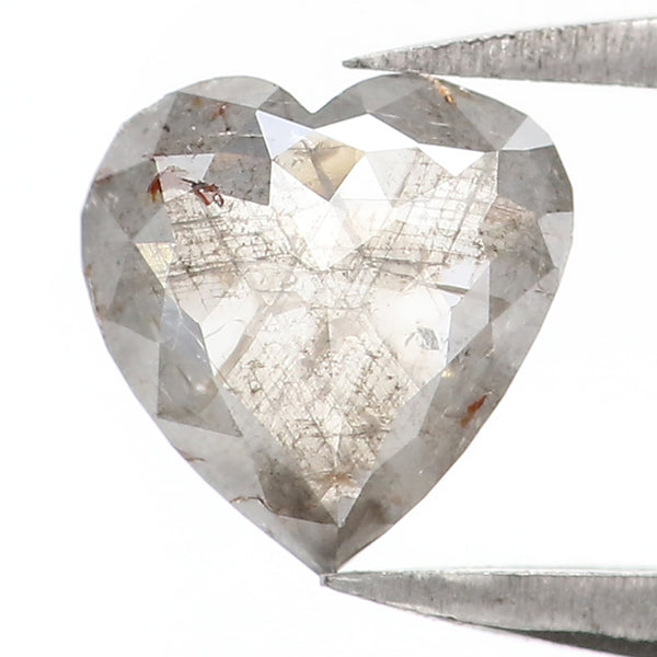 Natural Loose Heart Salt And Papper Diamond Black Grey Color 0.66 CT 6.45 MM Heart Shape Rose Cut KDL1623