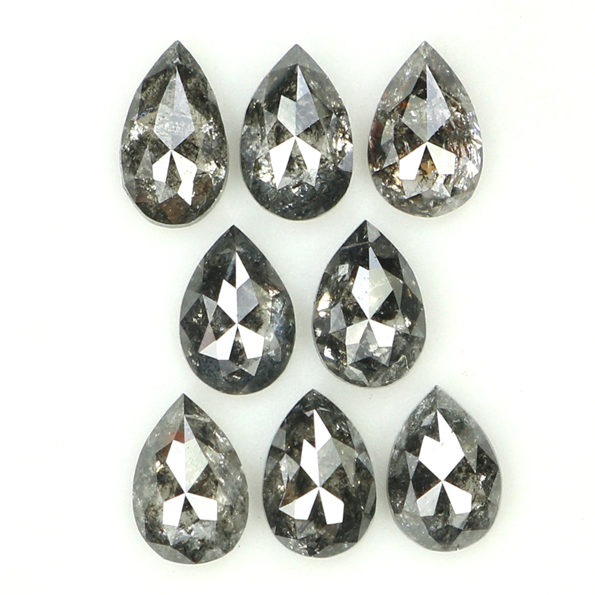 Natural Loose Pear Salt And Pepper Diamond Black Grey Color 1.05 CT 3.80 MM Pear Shape Rose Cut Diamond KDK2404