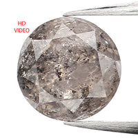 0.70 Ct Natural Loose Diamond, Round Brilliant Cut, Salt Pepper Diamond, Black Diamond, Gray Diamond, Rustic Diamond, Round Diamond L065