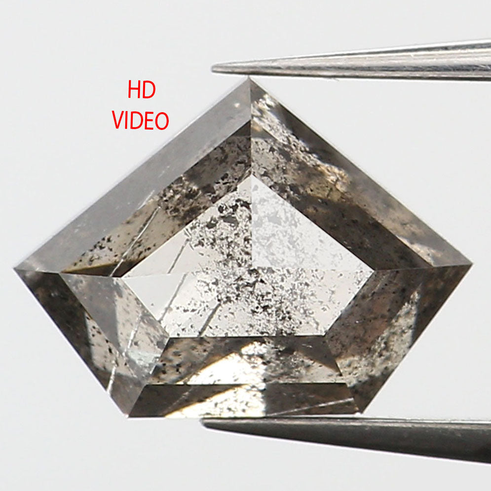 1.04 CT Natural Loose Shield Shape Diamond Salt And Pepper Shield Diamond 5.70 MM Natural Loose Black Color Shield Rose Cut Diamond QL9520