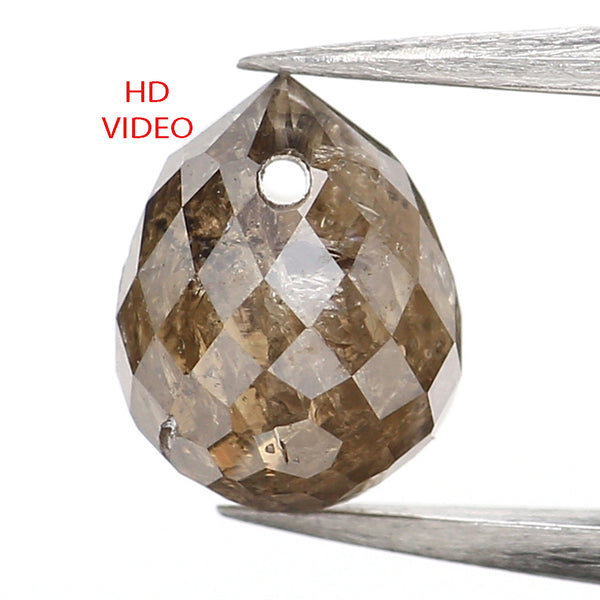 0.76 Ct Natural Loose Diamond, Briolette Diamond, Yellow Brown Diamond, Briolette Cut Bead Diamond, Polished Diamond, Faceted Diamond L9839
