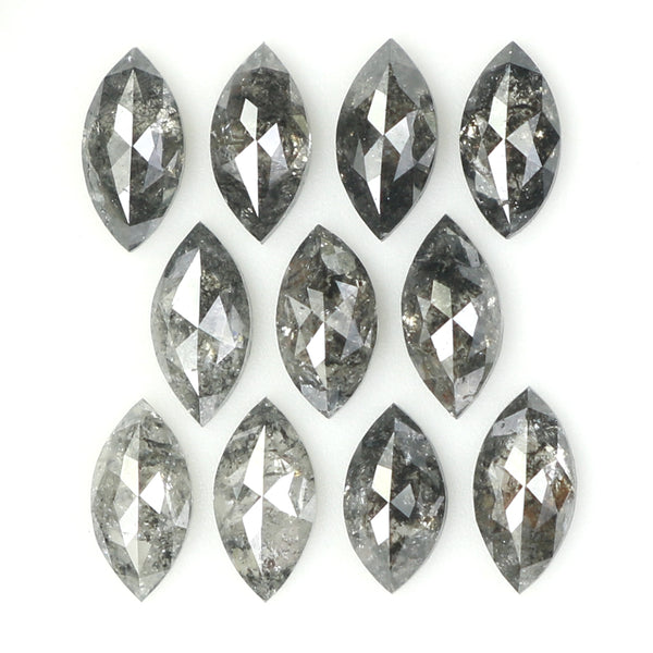 Natural Loose Marquise Salt And Pepper Diamond Black Grey Color 0.99 CT 3.90 MM Marquise Shape Rose Cut Diamond KDL1348