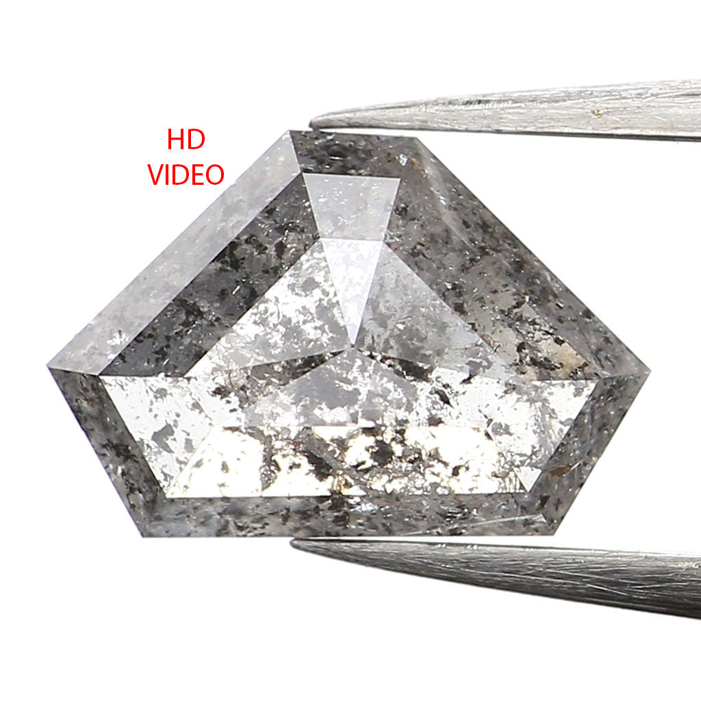 1.09 Ct Natural Loose Shield Shape Diamond Salt And Pepper Shield Cut Diamond 5.45 MM Black Gray Color Shield Shape Rose Cut Diamond QL253