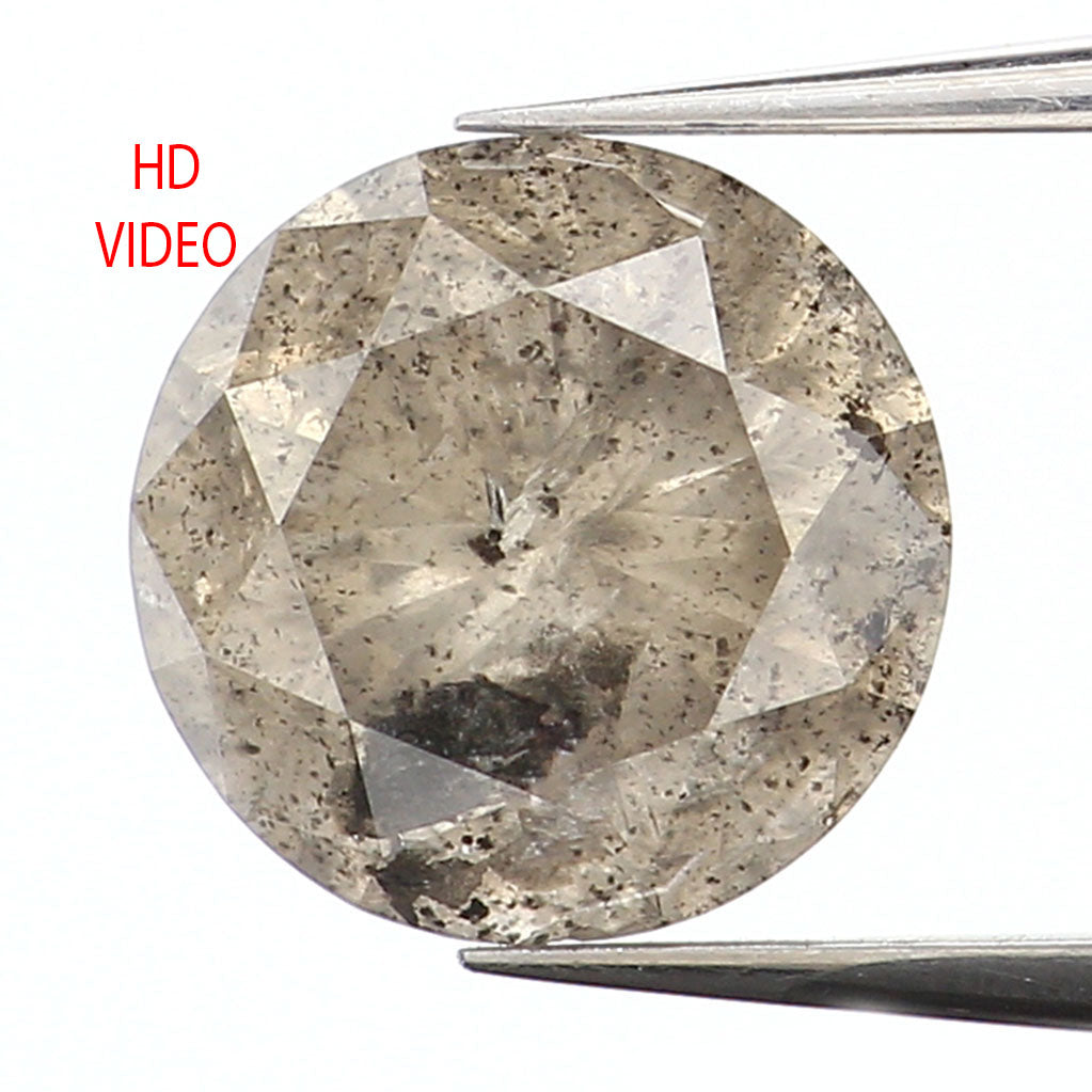 1.07 CT Natural Loose Round Shape Diamond Salt And Pepper Round Diamond 6.35 MM Natural Black Grey Color Round Brilliant Cut Diamond LQ9470