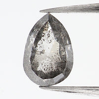 0.39 CT Natural Loose Diamond, Pear Cut Diamond, Salt And Pepper Diamond, Black Diamond, Grey Diamond, Real Galaxy Rose Cut Diamond KDL280