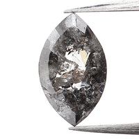 0.43 Ct Natural Loose Diamond, Marquise Diamond, Black Diamond, Gray Diamond, Salt And Pepper, Polished Diamond, Rustic Diamond KDL222
