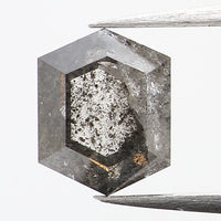 1.00 CT Natural Loose Diamond, Hexagon Cut Diamond, Salt and Pepper Diamond, Black Diamond, Grey Diamond, Rustic Rose Cut Diamond KDL276