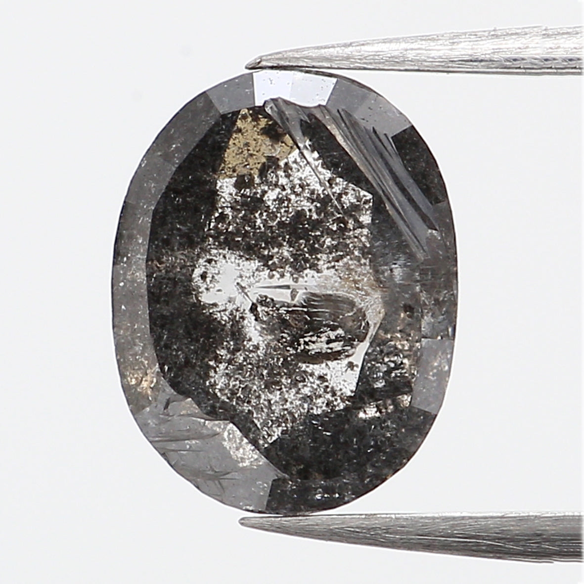 1.04 CT Natural Loose Oval Shape Diamond Salt And Pepper Oval Rose Cut Diamond 7.10 MM Black Grey Color Oval Shape Rose Cut Diamond QL324