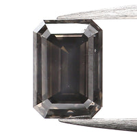 0.59 Ct Natural Loose Diamond, Emerald Cut Diamonds, Grey Black Diamond, Rose Cut Diamond, Rustic Diamond, Polished Diamond KDL9757