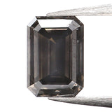 0.59 Ct Natural Loose Diamond, Emerald Cut Diamonds, Grey Black Diamond, Rose Cut Diamond, Rustic Diamond, Polished Diamond KDL9757
