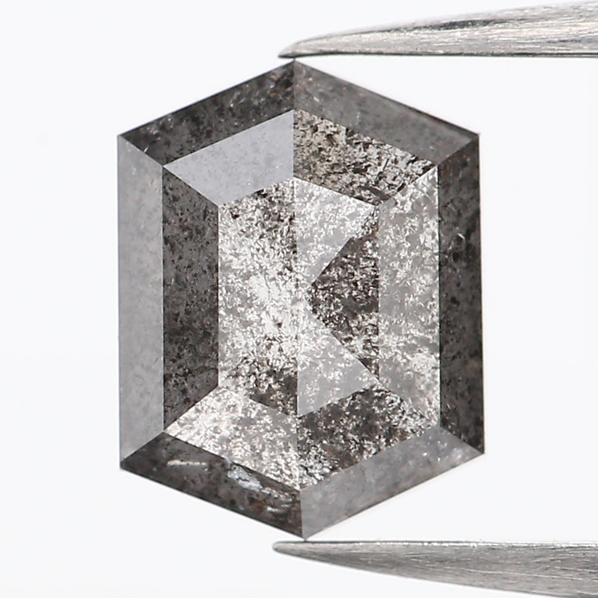 0.59 CT Natural Loose Hexagon Cut Diamond Salt And Pepper Hexagon Diamond 5.85 MM Natural Loose Black Grey Color Hexagon Cut Diamond QL935