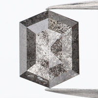 Natural Loose Hexagone Salt And Pepper Diamond Black Grey Color 0.59 CT 5.85 MM Hexagone Shape Rose Cut Diamond KDL935