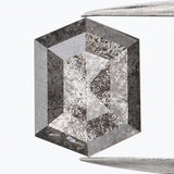 Natural Loose Hexagone Salt And Pepper Diamond Black Grey Color 0.59 CT 5.85 MM Hexagone Shape Rose Cut Diamond KDL935