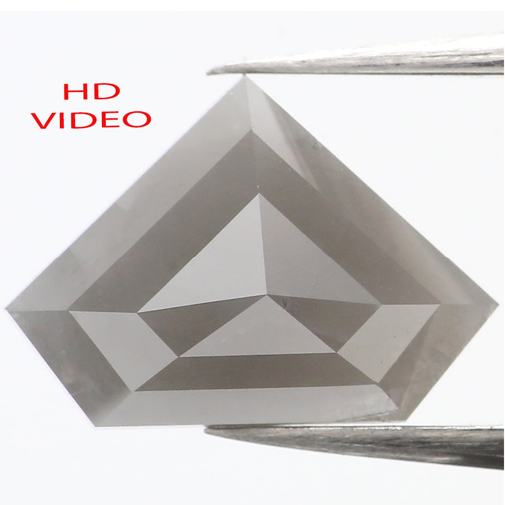 2.35 Ct Natural Loose Shield Diamond Gray Color Shield Cut Diamond 7.90 MM Natural Loose Diamond Gray Color Shield Rose Cut Diamond QL906