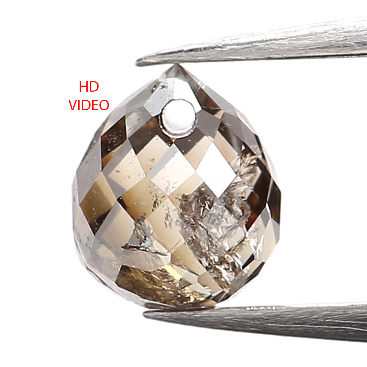 0.59 Ct Natural Loose Briolette Shape Diamond Brown Color Drop Diamond 4.60 MM Natural Loose Brown Color Briolette Rose Cut Diamond LQ131
