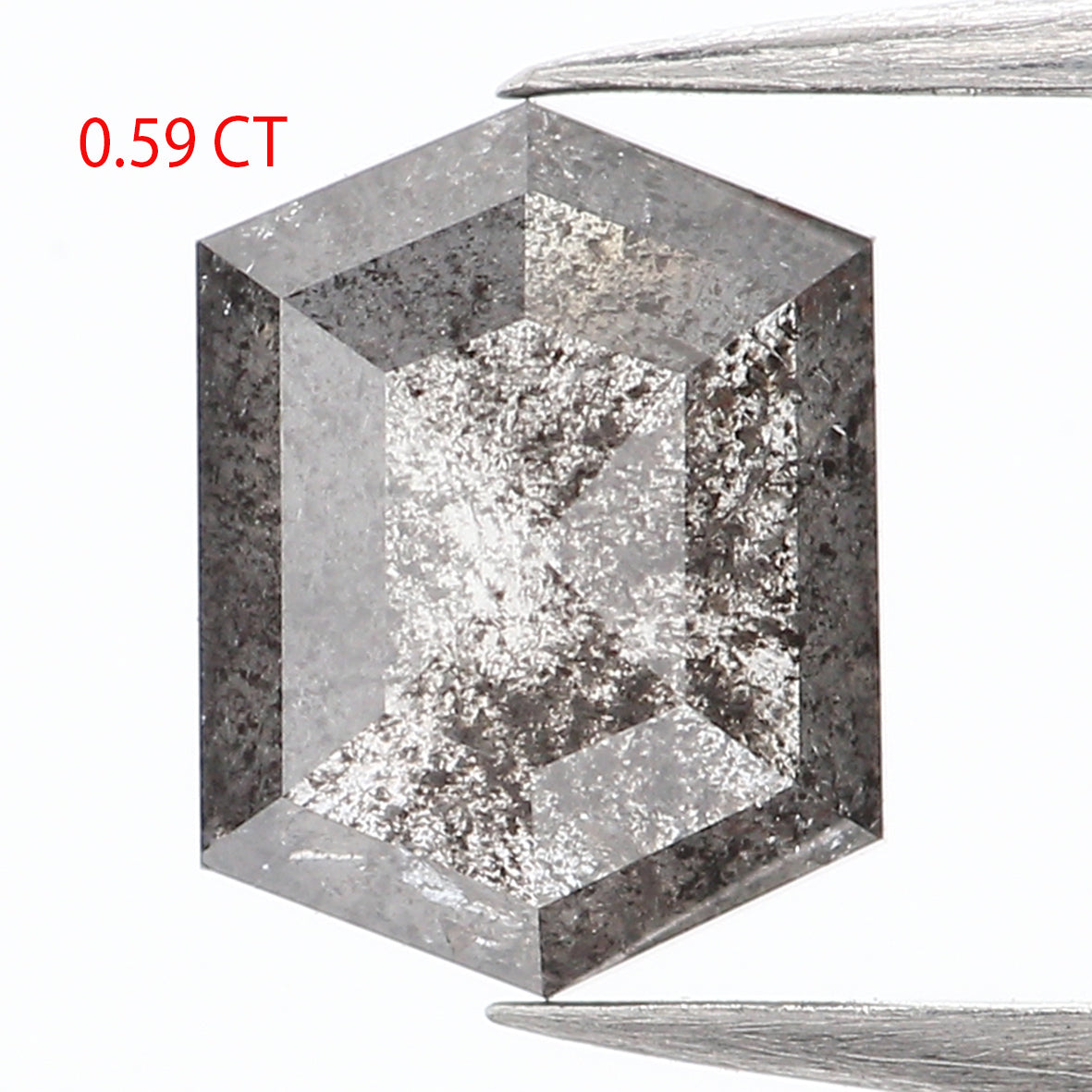 0.59 CT Natural Loose Hexagon Cut Diamond Salt And Pepper Hexagon Diamond 5.85 MM Natural Loose Black Grey Color Hexagon Cut Diamond QL935