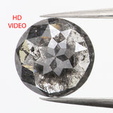 1.60 Ct Natural Loose  Round Rose Cut Diamond Black Gray Color Diamond 8.05 MM Natural Loose Salt and Pepper Diamond Rose Cut Diamond LQ519