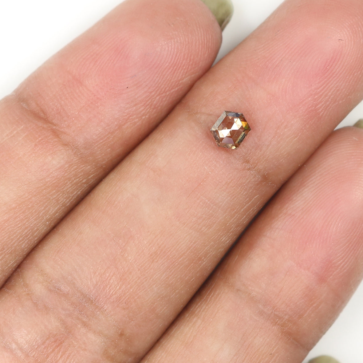 0.29 CT Natural Loose Hexagon Shape Diamond Brown Color Hexagon Cut Diamond 4.20 MM Natural Loose Brown Color Hexagon Rose Cut Diamond LQ850