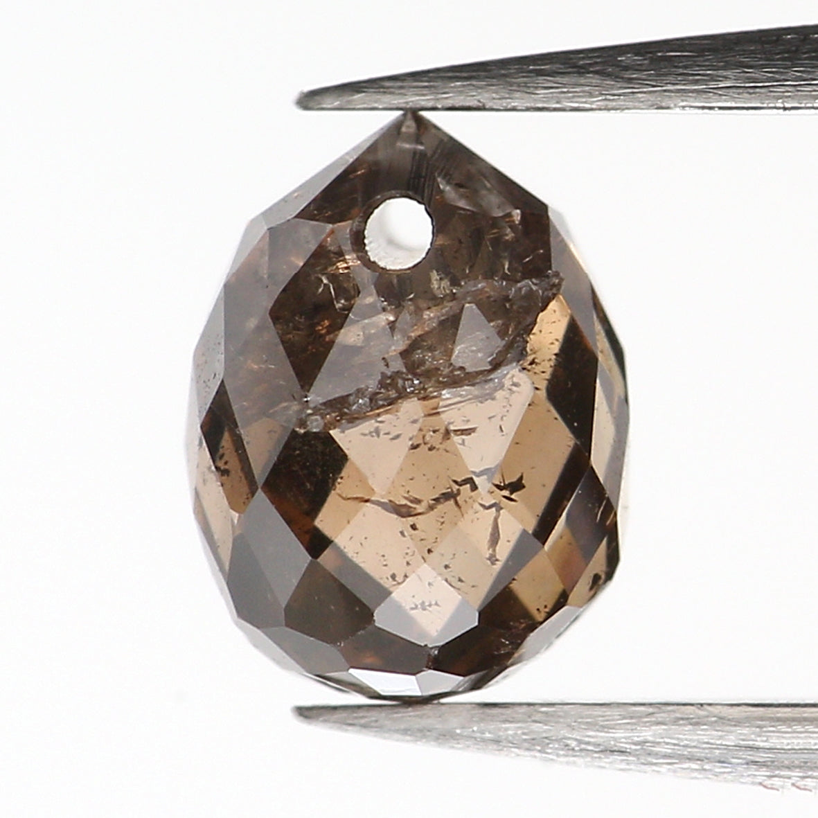 0.70 Ct Natural Loose Briolette Shape Diamond Brown Color Drop Diamond 5.25 MM Natural Loose Brown Color Briolette Rose Cut Diamond LQ9823