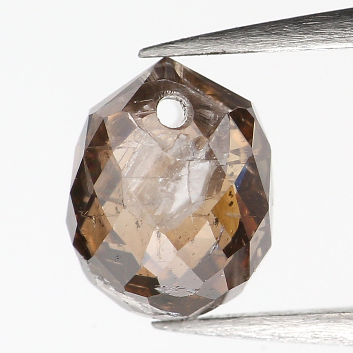 0.72 Ct Natural Loose Briolette Shape Diamond Brown Color Drop Diamond 5.10 MM Natural Loose Brown Color Briolette Rose Cut Diamond LQ9826