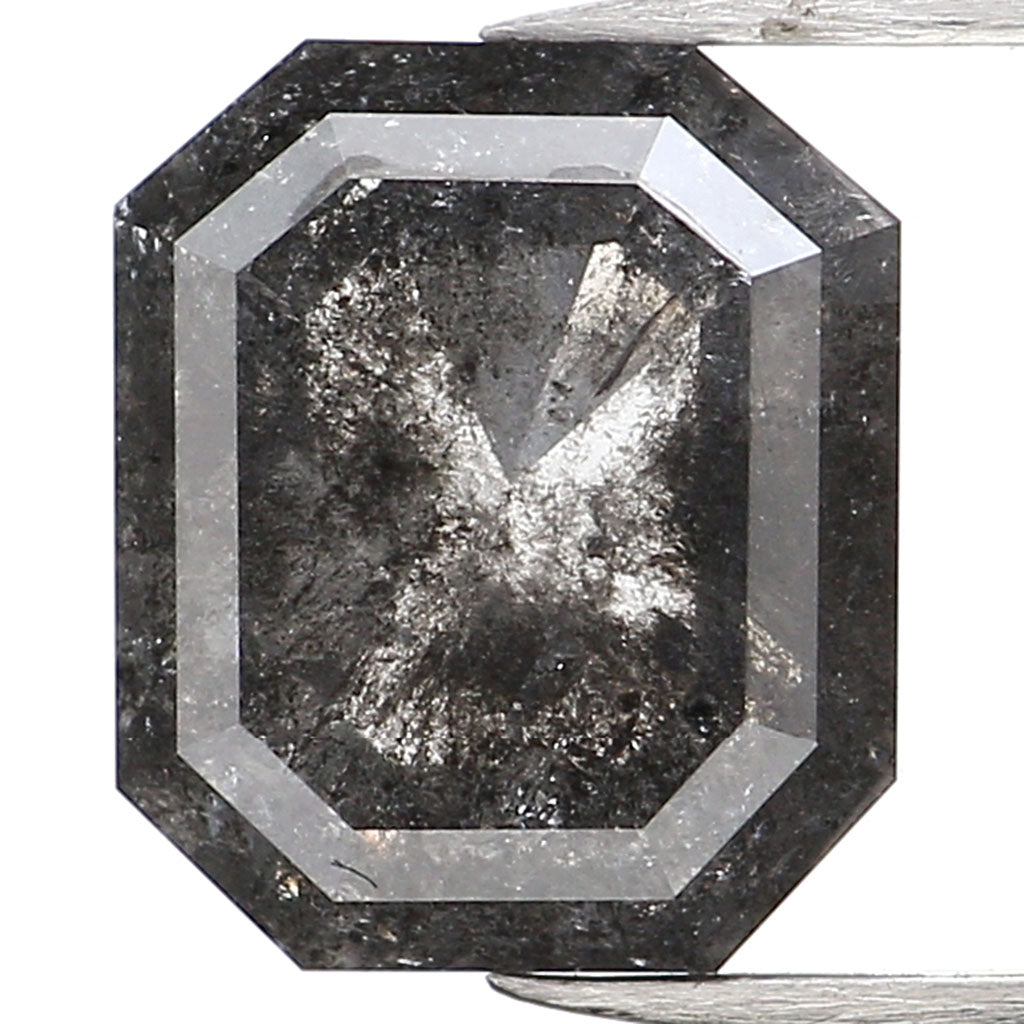 1.70 CT Natural Loose Emerald Cut Diamond Salt And Pepper Emerald Diamond 7.20 MM Natural Loose Black Grey Color Emerald Cut Diamond QL187
